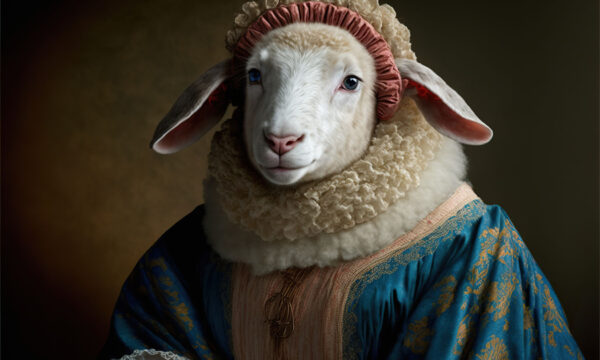 Created with Generative AI technology. portrait of a sheep in renaissance clothing Created with Generative AI technology. portrait of a sheep in renaissance clothing